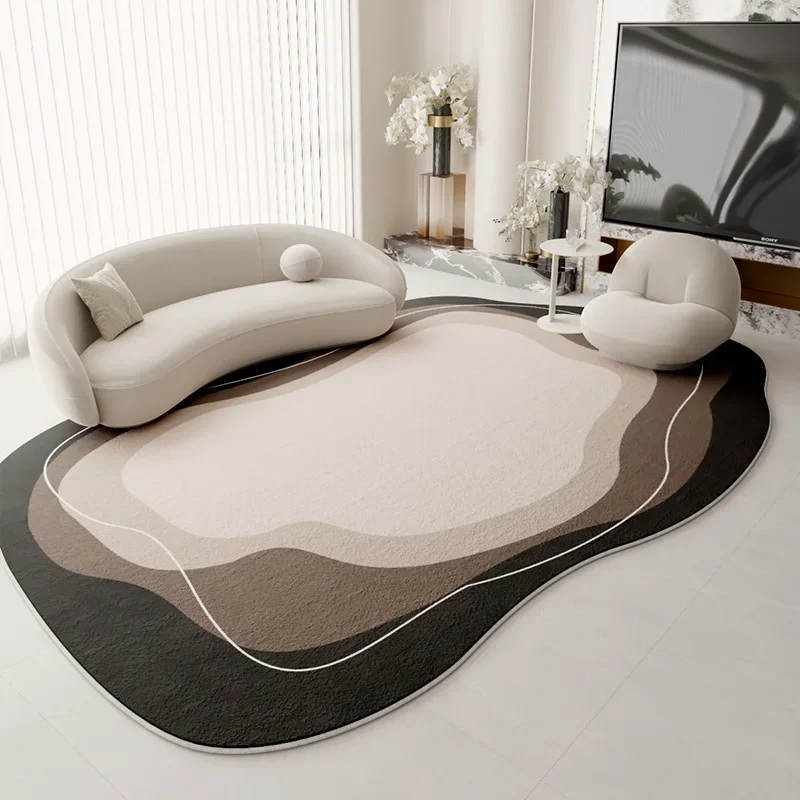 Cream Style Carpets for Living Room Light Luxury Bedroom Decor Carpet Fluffy Soft Study Rug Home Irregular Shape Plush Floor Mat