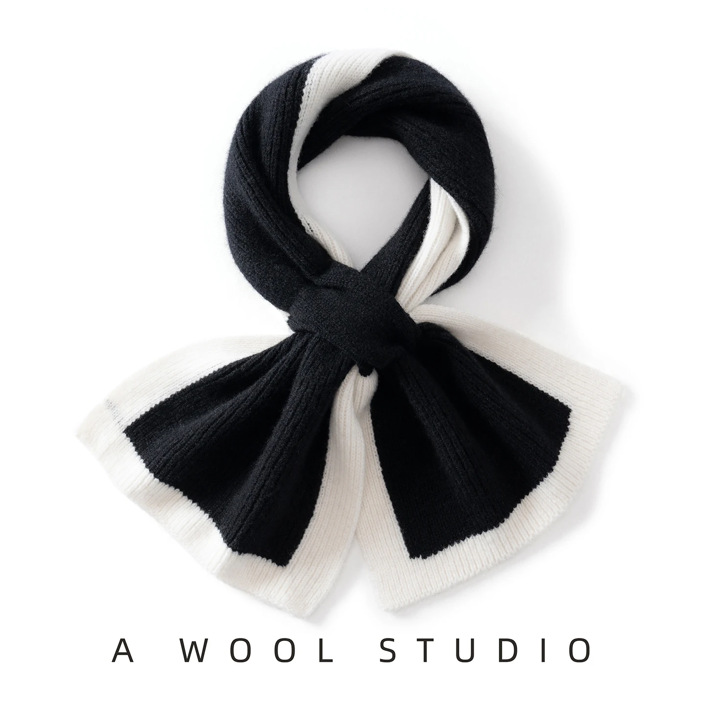ZOCEPT 100%Wool Women Autumn Winter Color Blocking Scarf Knitted Neck Bib Matching Cross-Perforated Warm Scarf Fashion All