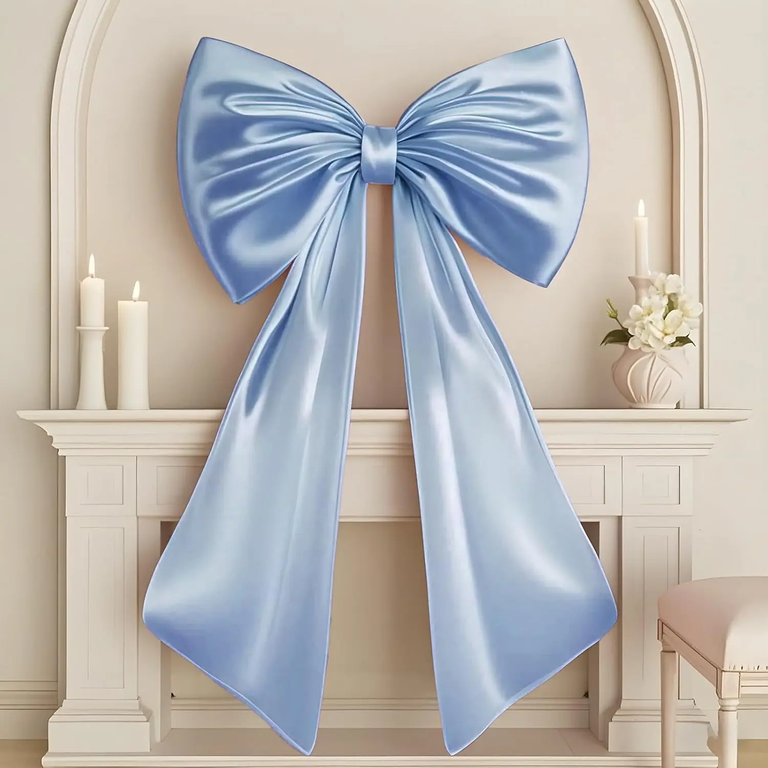 Große rosa 40x24 Zoll Satinband-Schleife für Geburtstags-Coquette-Raumdekoration, riesige pastellrosa Wanddekoration zum Aufhängen für Ballerina-Mädchen – Detail 12