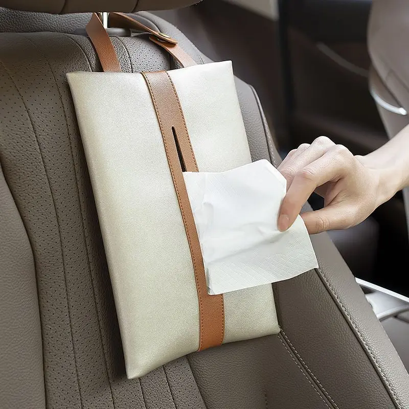 

Creative High-Grade Car Tissue Box Leather Tissue Bag Bathroom Bathroom Wall Hanging Napkin Holder Storage