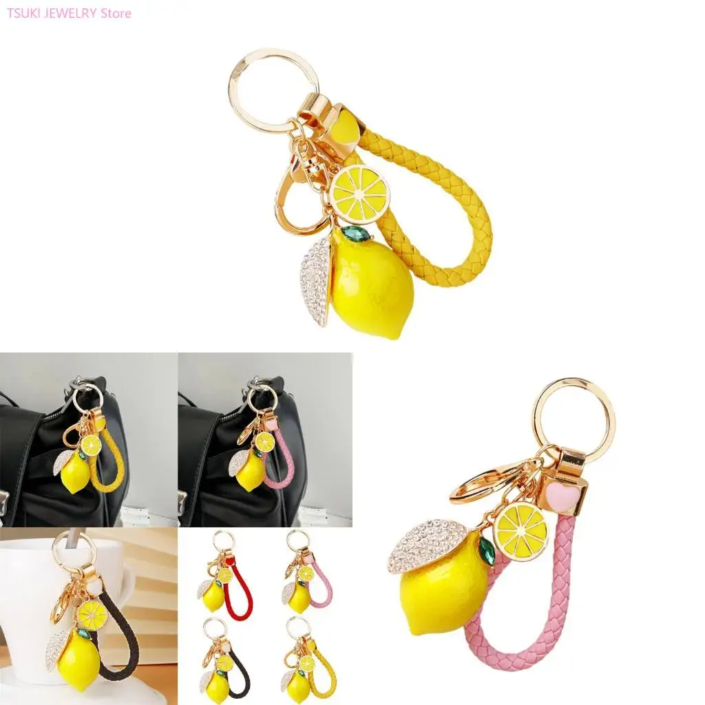 

62KE Модный цитрусовый брелок для ключей из металлического материала 4 варианта яркого шнура Портативный брелок для ключей 40 г