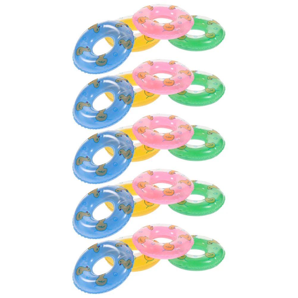 

20 Pcs Swimming Ring Desktop Miniature Girls Toys Duck Cartoon Rings House Supplies Tiny Baby