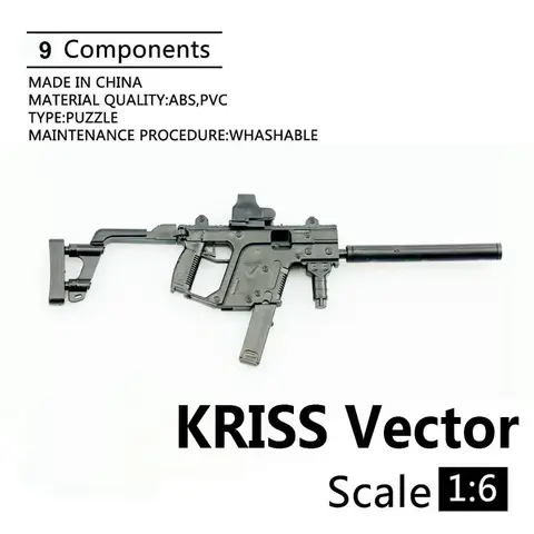 1/6 KRISS Vector Submachine Gun Plastic Assemble Firearm Puzzle Model for 12" Soldiers Military Weapons Building Blocks