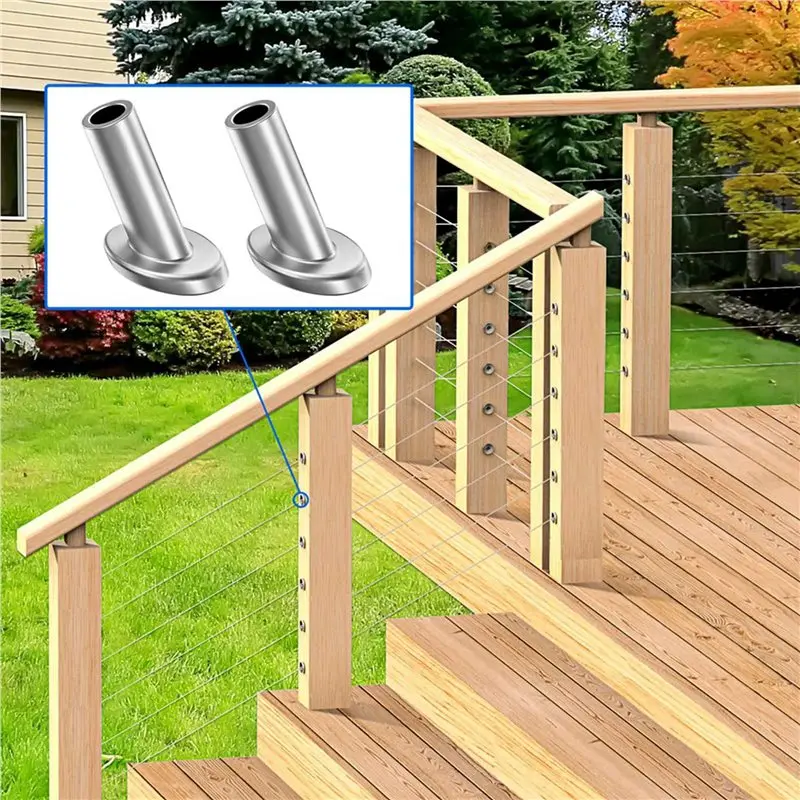 ABXF-120Pack 30 Degree 3/16In Angle Beveled Protector Sleeves,Wood Post Protector For 1/8In 5/32In 3/16In Stair Cable Railing