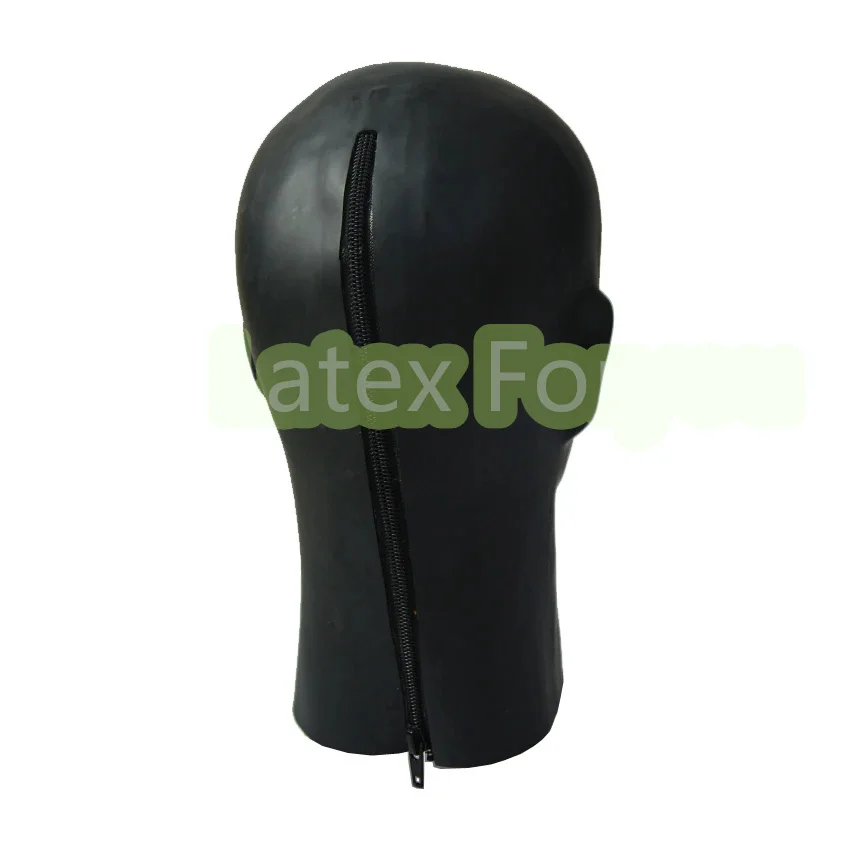 Natural Latex Mask Rubber Hood with Mouth Gag Nose Tube Close  Eye Cosplay Costumes Fetish Back Zipper Head Around 59-63cm