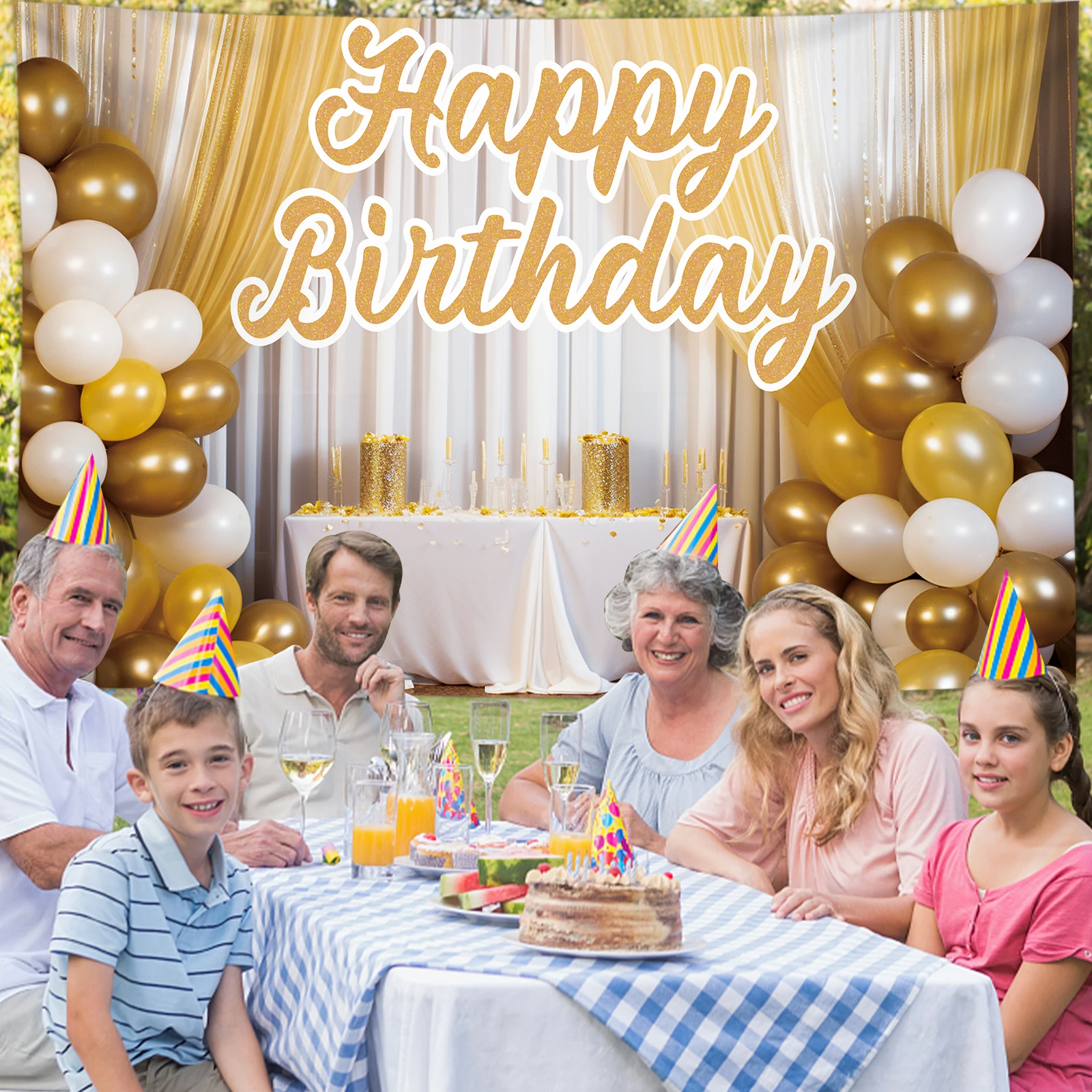 Happy Birthday Theme Photography Backdrop, usado para presentes, atividades ou outra decoração do partido, 1Pc, 100x150cm