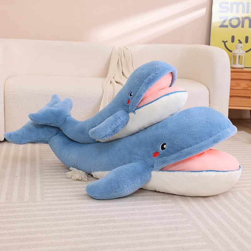 1pc 75/90/100cm kawaii großmäu giges Wal plüsch tier ein kleines kuschel iges Wurf kissen Schlaf bein puppen geschenk für Kinder