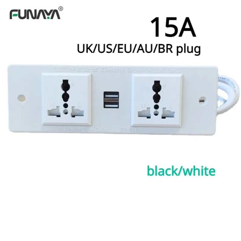 

Universal Table Hidden Socket 2 Outlet 2USB 5V 2.4A 4000W 110 220V Office Black White Furniture Extension Cord Embedded Sockets