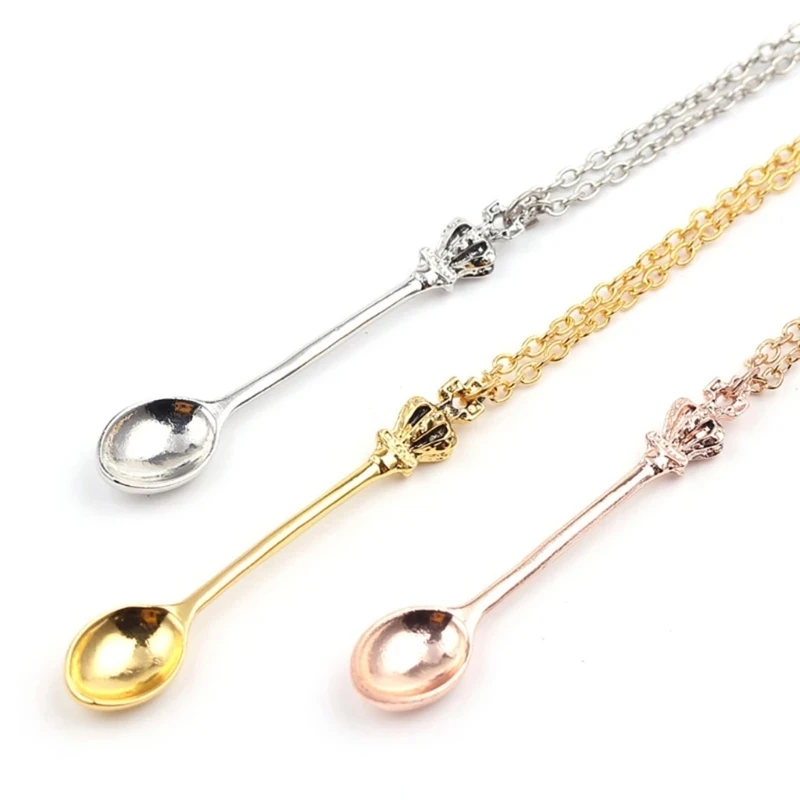 Movie Mini Crowns Spoon Necklace Vintage Mini Teaspoon Pendant Necklaces Cosplay Toys Gifts