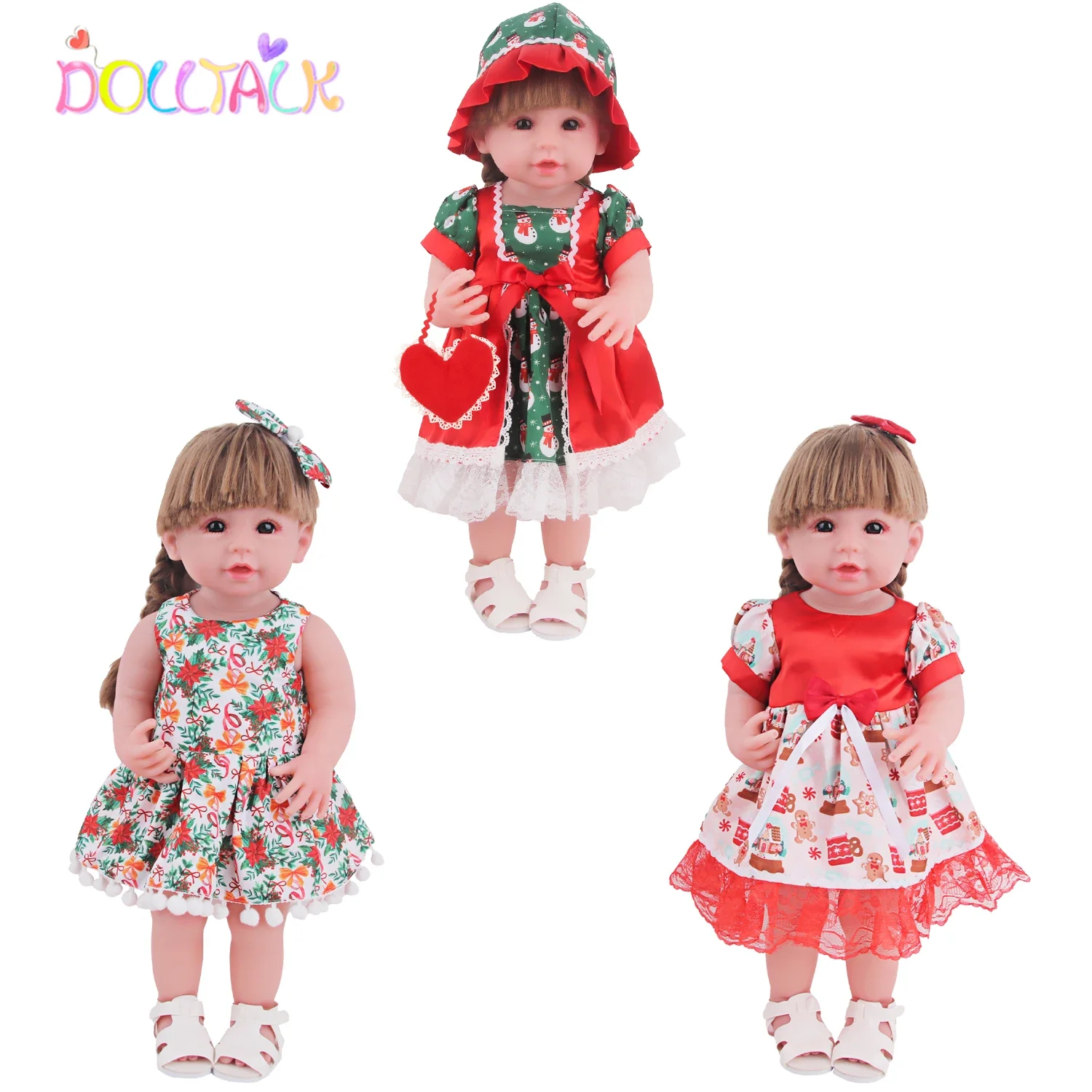 22 Inch Reborn Doll Clothes Set 55cm Doll Skirt Outfit Baby Girl Figurine Christmas Clothing Collectible Doll Accessories Gift