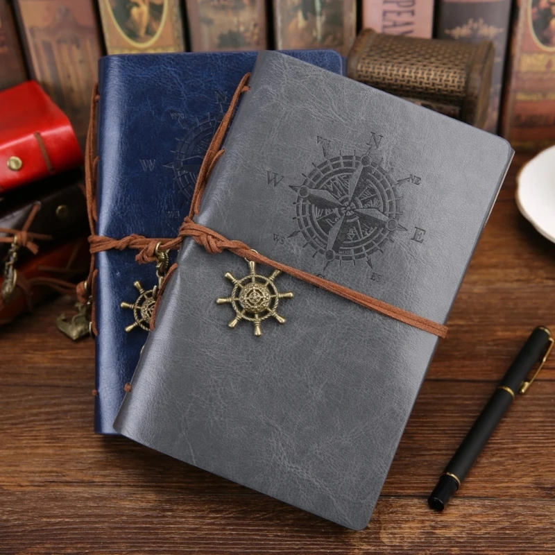 E9LB Leder-Tagebuch, Reiseschreib-Notizbuch, handgefertigtes Tagebuch mit Ledereinband, nachfüllbares Notizbuch mit losen 150