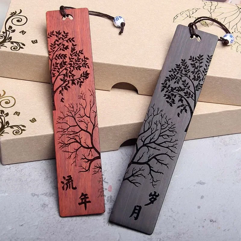 Chinese Design Vintage Carving Mahogany Book Mark Office School Writing Stationery Creative Kid Student Tool Wooden Bookmark