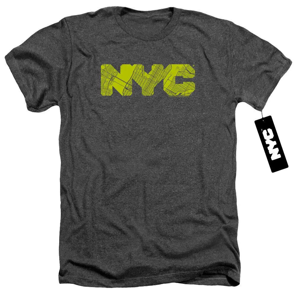 NYC MAP FILL Licensed Adult Men's Heather Tee Shirt SM-3XL