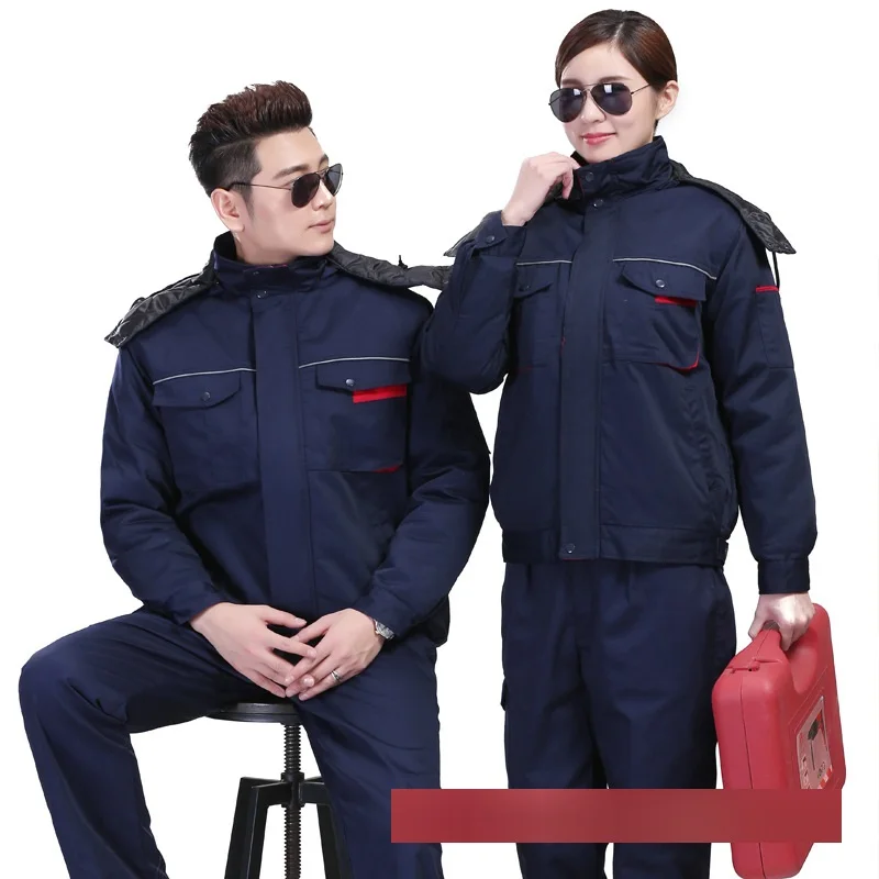 Winter Warm Thick Work Clothing Detachable Cotton Padded Lining Factory Workshop Mechanical Repairman Thick Working Jacket Coat