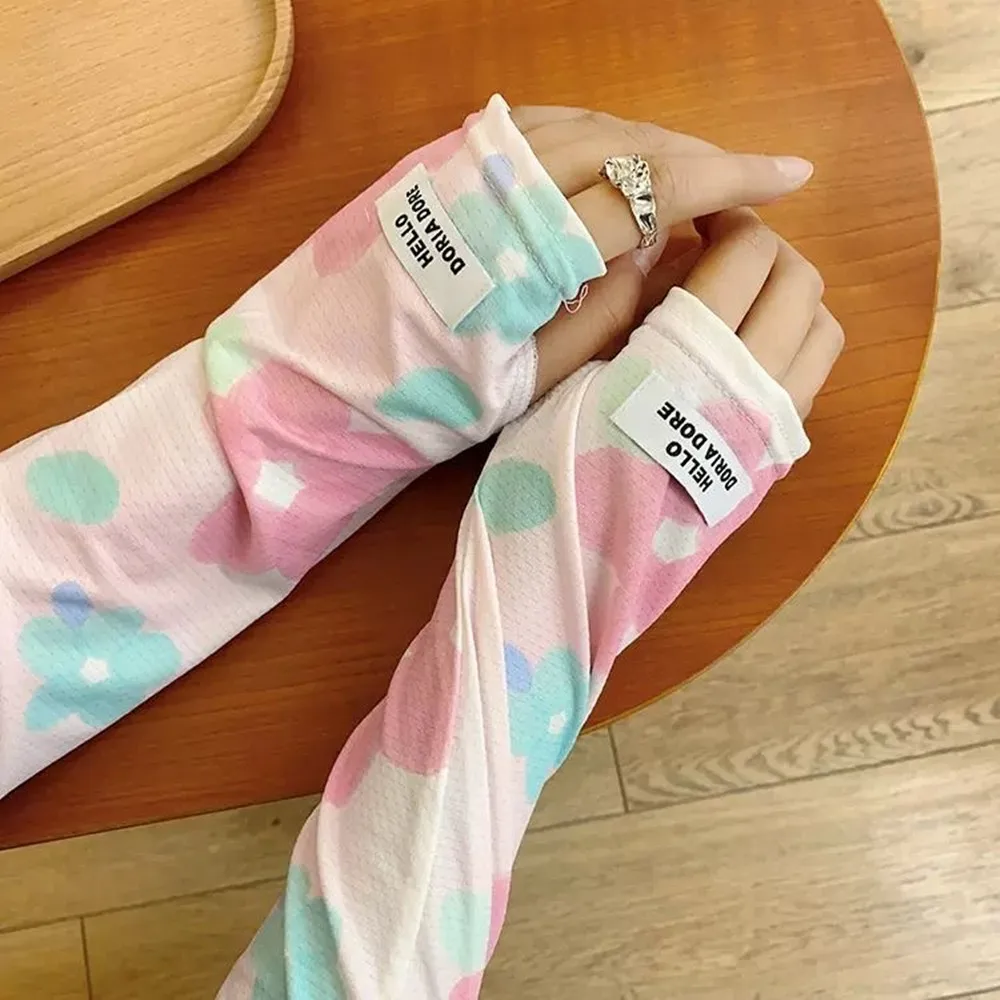 

New Summer Ice Silk Protection Arm Sleeves UPF50+ Breathable Thin Finger-Exposed Design Sleeve Cover For Fitness Hiking Climbing