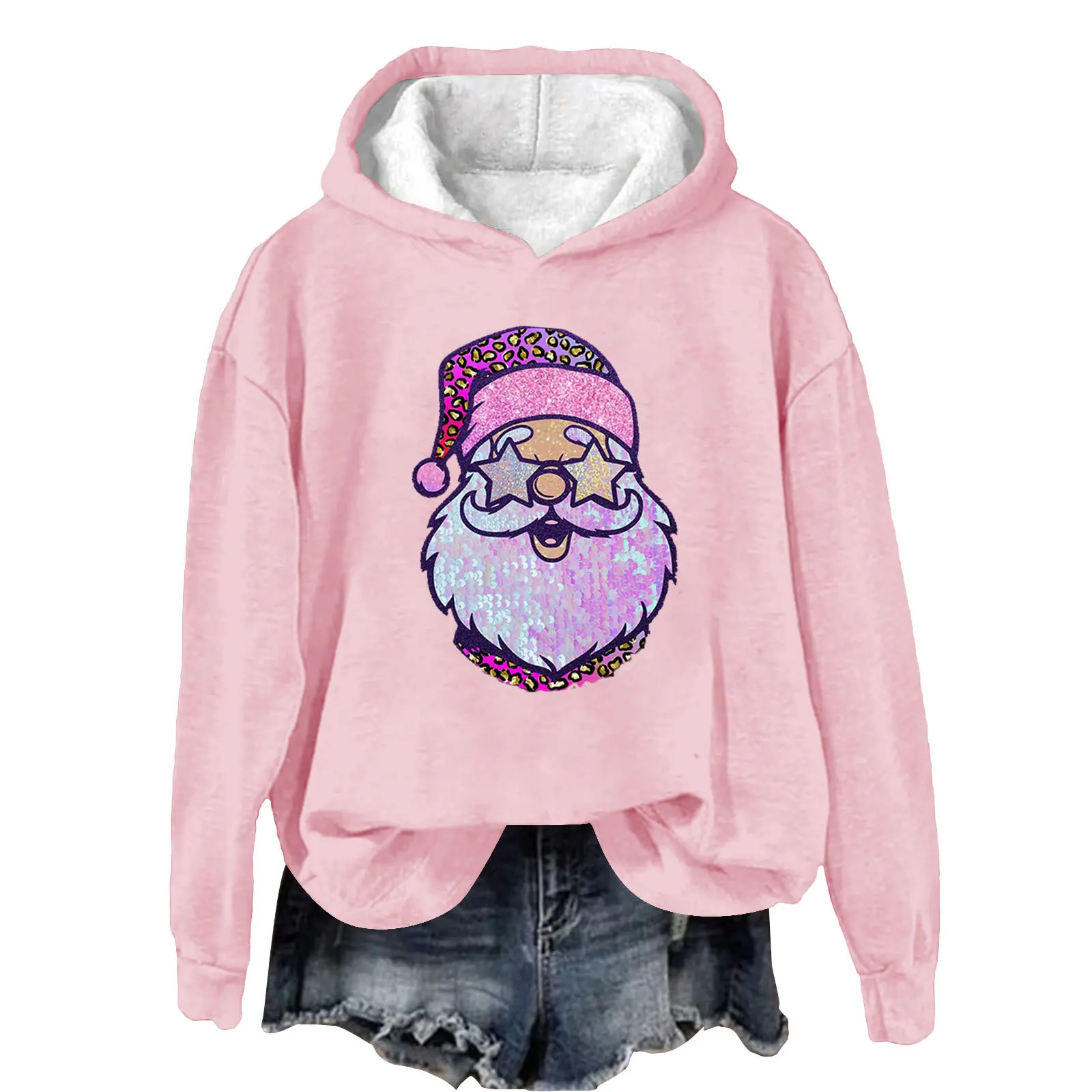 2024 Christmas New Year's Eve New Product European and American Women's Loose Hoodie 3D Letter Printed Hoodie for Women