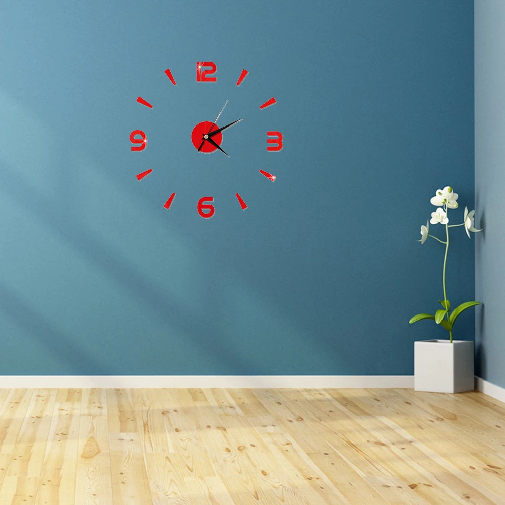 

Acrylic Wall Clock Home Decor Large Digital Mirror 3D Frameless Roman DIY Clock for Living Bedroom Office Smooth Walls Doors