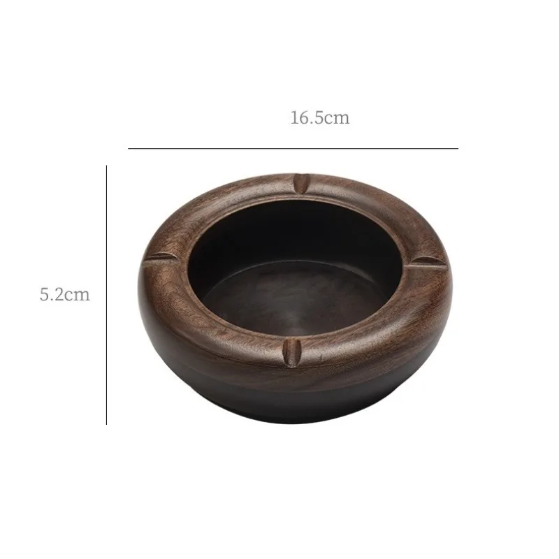 Household Large Anti Fly Ash Walnut Ashtray Tea Table Decoration New Chinese Style Solid Wood Ashtray