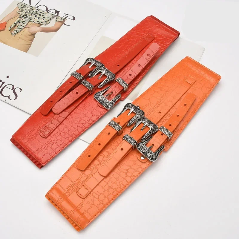 

3-контактный ремень с пряжкой, женский повседневный роскошный дизайн, пальто, пояс высокого качества, кожаный эластичный корсет, ретро корейский модный ремень