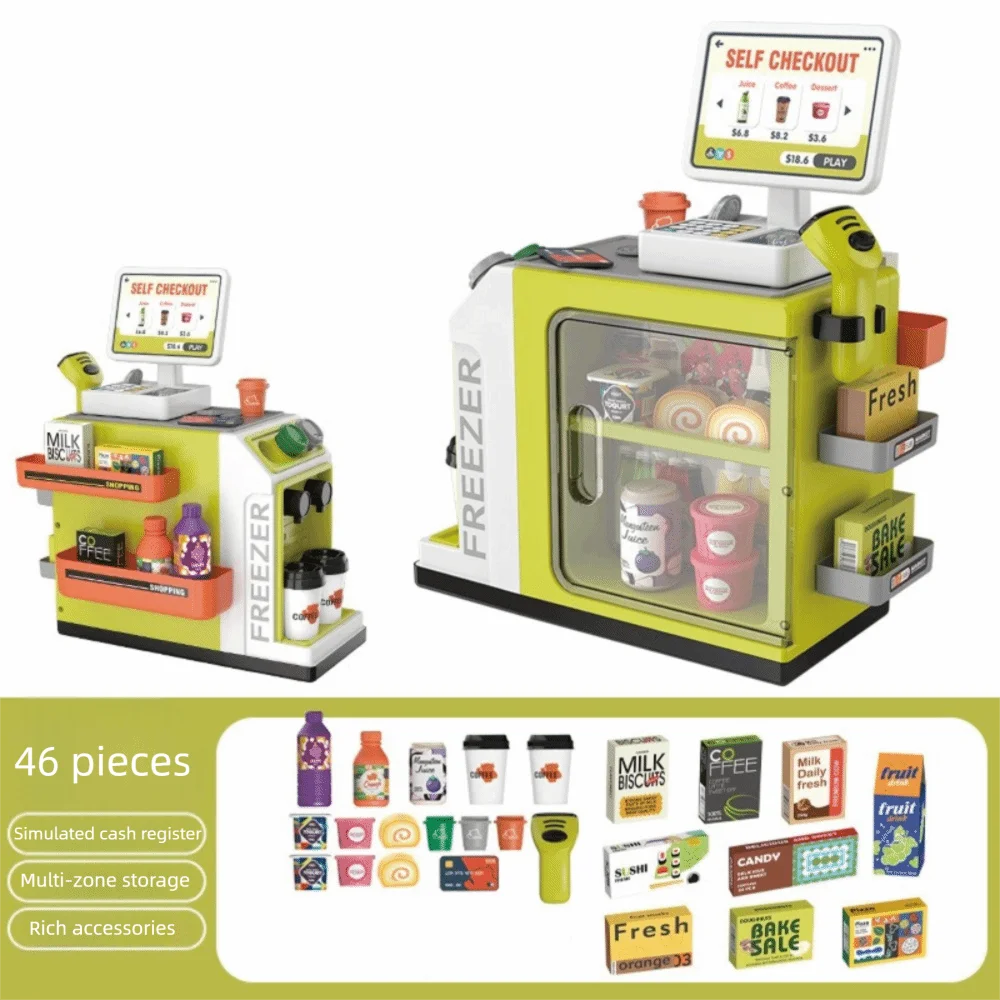 Vending Counter Role Play Cash Register Toy Educational Play House Simulation Coffee Machine Calculator Miniature Food 's Play