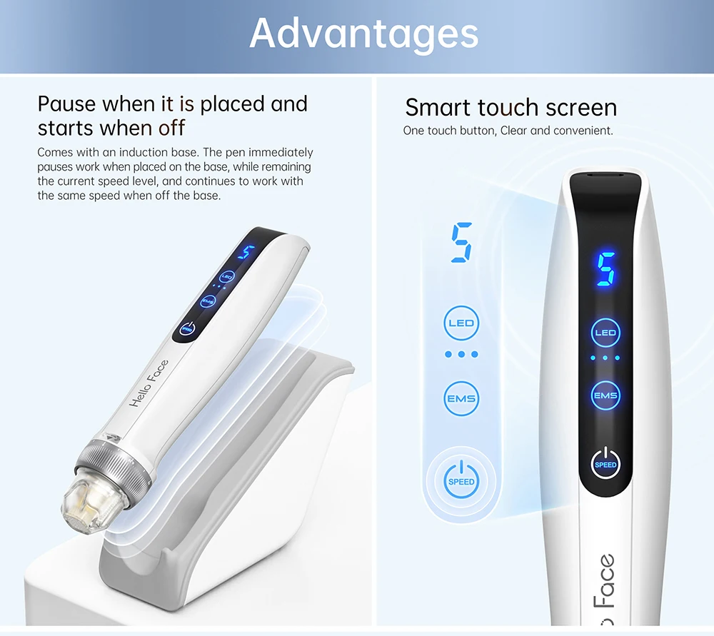 Hello Face Q2 Derma Pen EMS Electroporation Red light Blue Light Microneedling Machine For Hair Growth Skin Care Remove Wrinkles