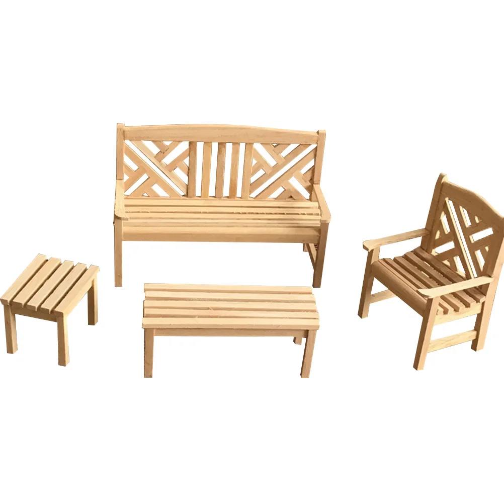 4 pezzi mini sedia da spiaggia in legno 1/12 mobili per ornamenti per bambini giochi di finzione accessori per la casa giocattolo