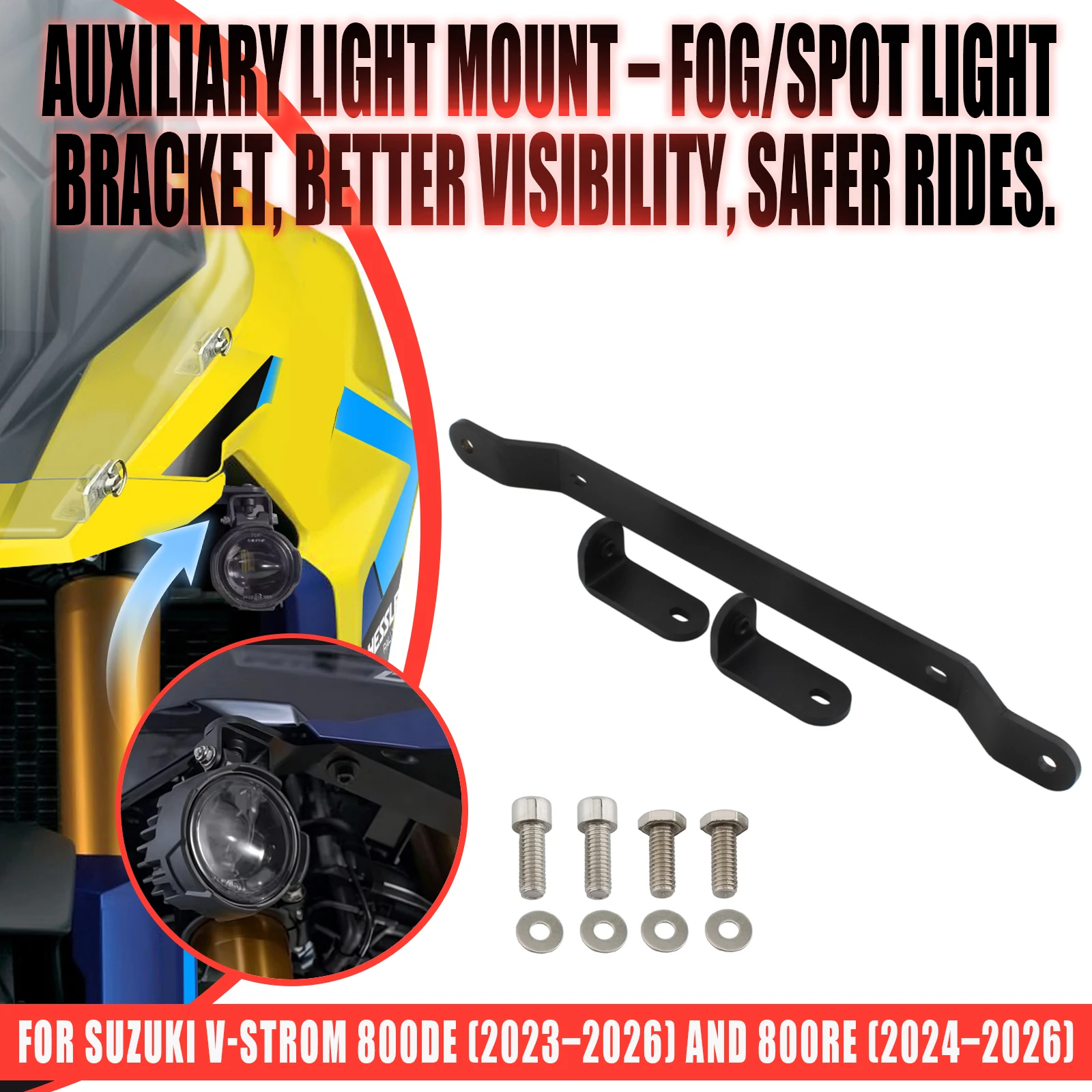 Motorcycle LED Driving Lights Auxiliary Spot Light Bracket Fog Lamp Spotlight Supports For Suzuki V-Strom 800DE 800RE 2024-2026