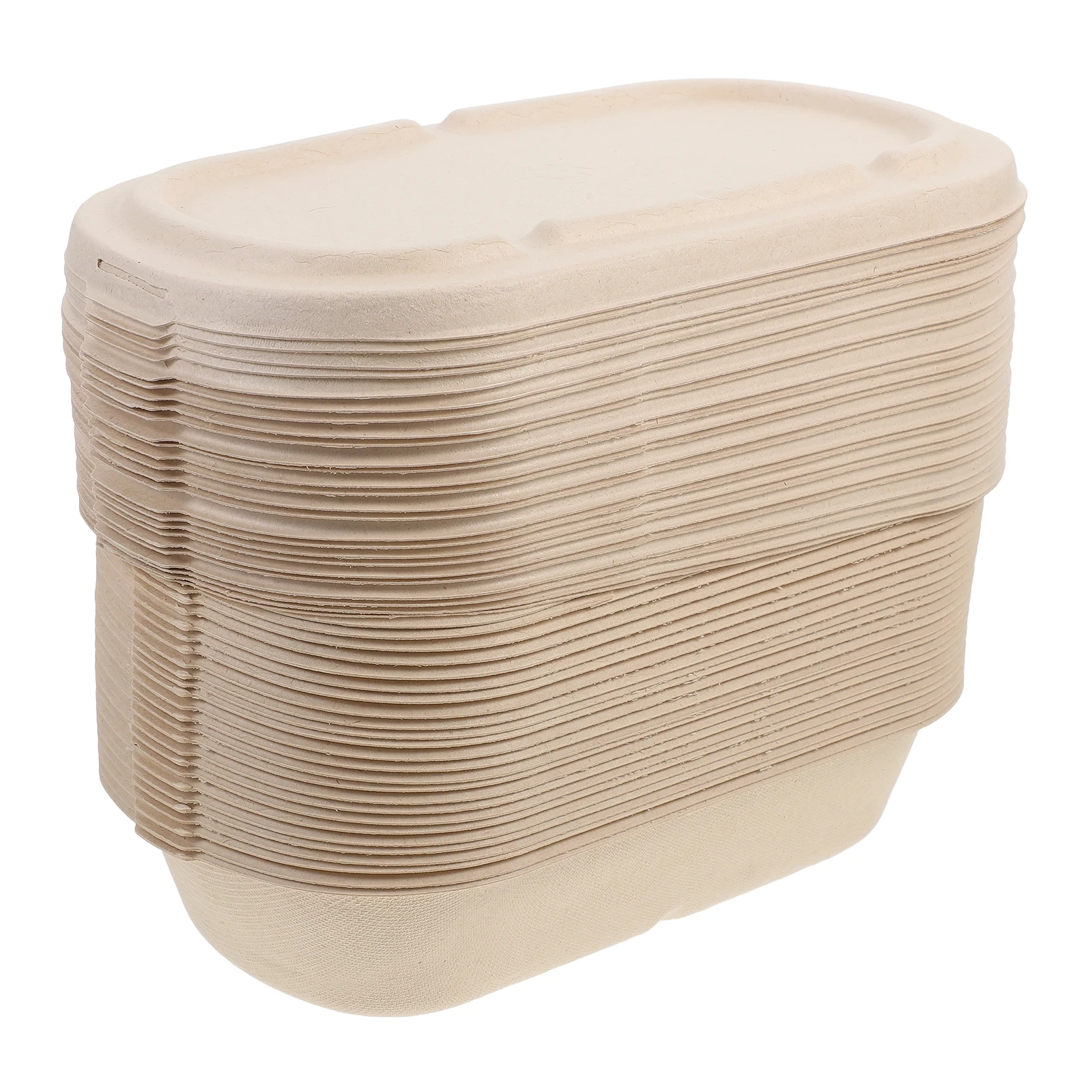 

25 Sets Disposable Pulp Boxes 850ml Meal Containers with Lid for Food Takeout Restaurant Kitchen Use Eco Packing Box