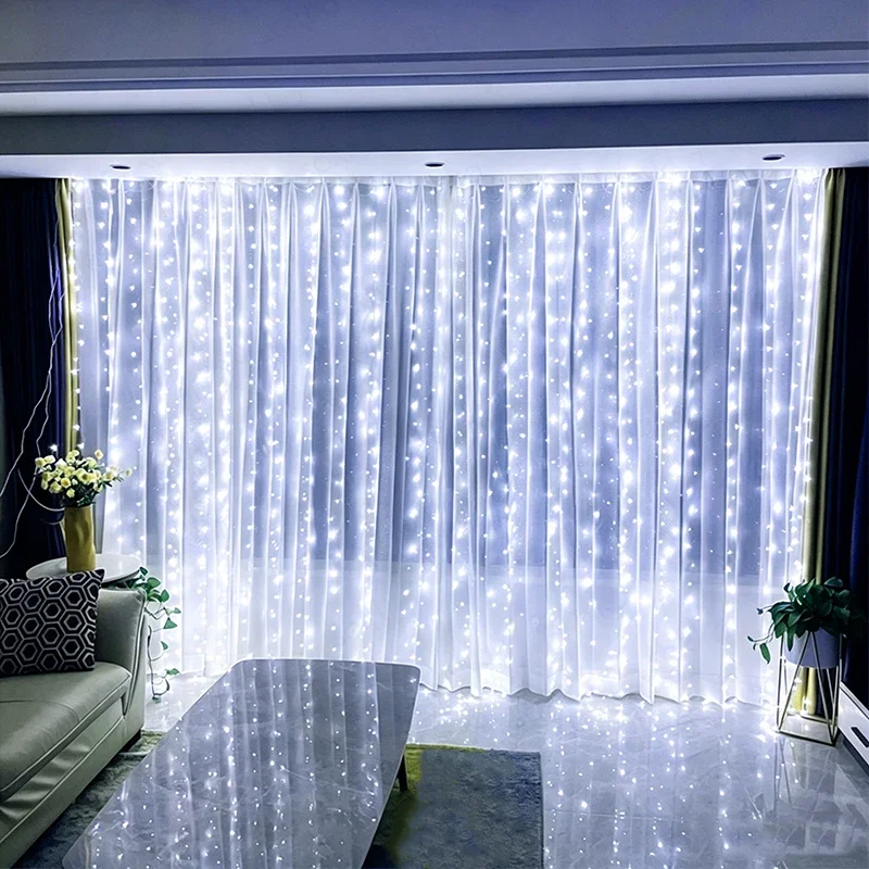 LED Curtain Light USB Plug 8 Modes Fairy Christmas String Lights Valentine's Day Halloween Garden Wedding Living Room Decoration