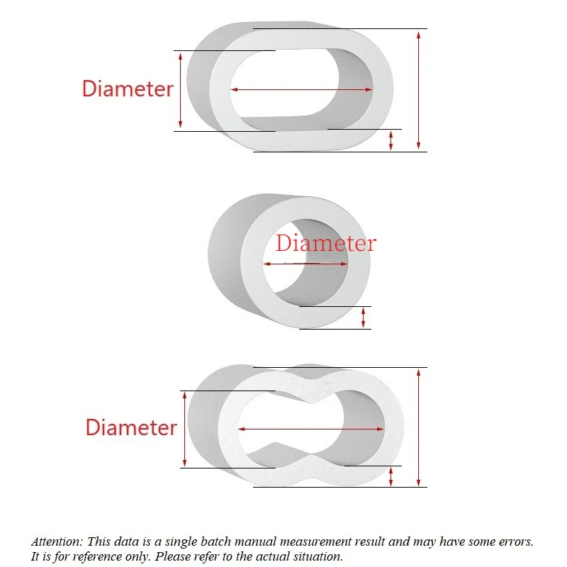 アルミ製M0.5-M20ケーシングワイヤーロープフェルールケーブルタイ、アルミ製圧着スリーブ、楕円/二穴/丸型クリップワイヤーロープクランプワッシャー