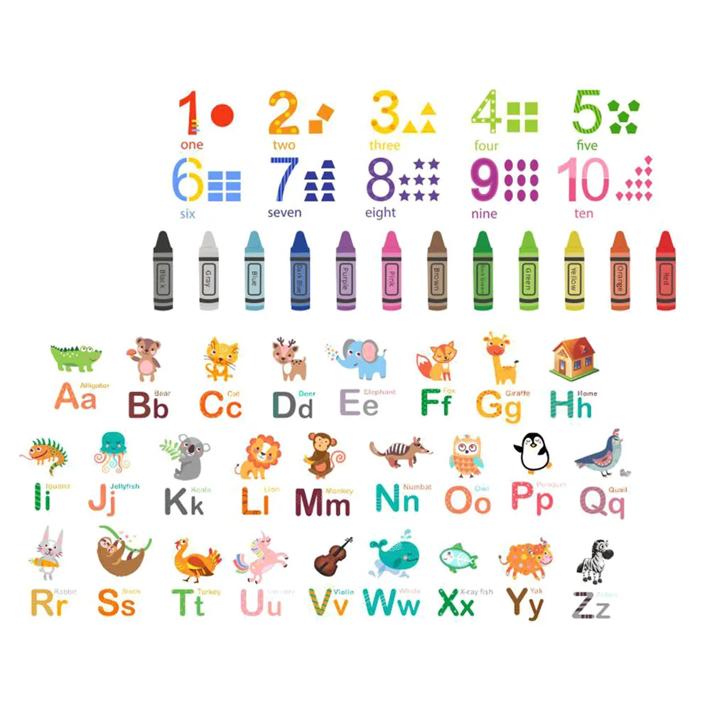 1 Set Alphabet Number Wall Sticker Pvc Self-Adhesive Decal For Kids Room Nursery Classroom Decor Learning Educational Decoration
