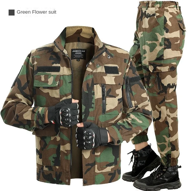 Spring And Autumn Thin Waterproof Camouflage Suit Fashion Outdoor Sports Work Suit Checker Large Pocket Antifouling Camouflage