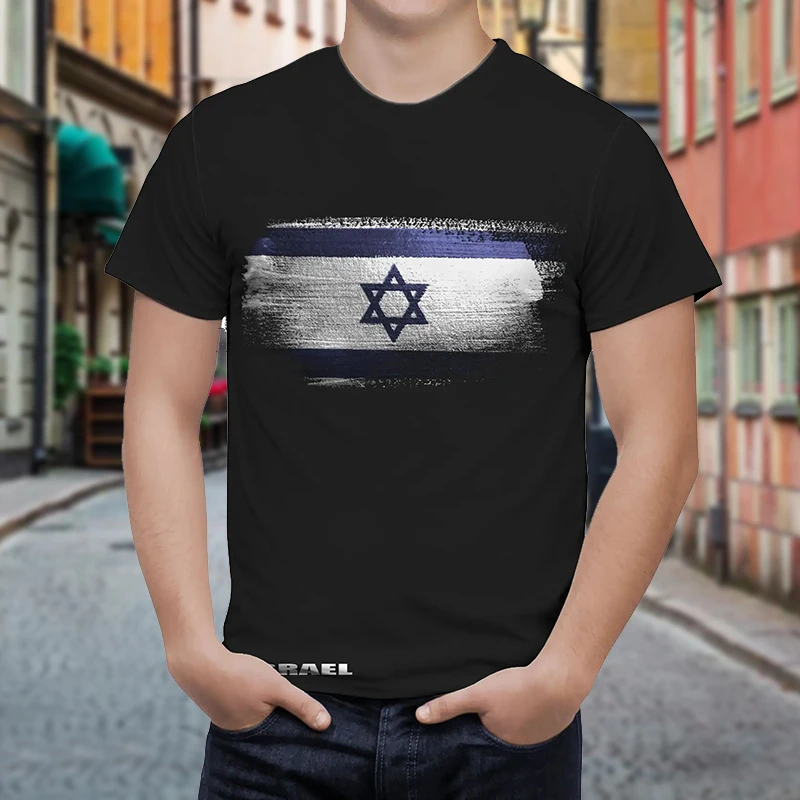 Vintage ISRAEL National Emblem Flag Print T Shirt For Men Clothing Streetwear Patriotic Short Sleeve T-shirts O Neck Male Tops