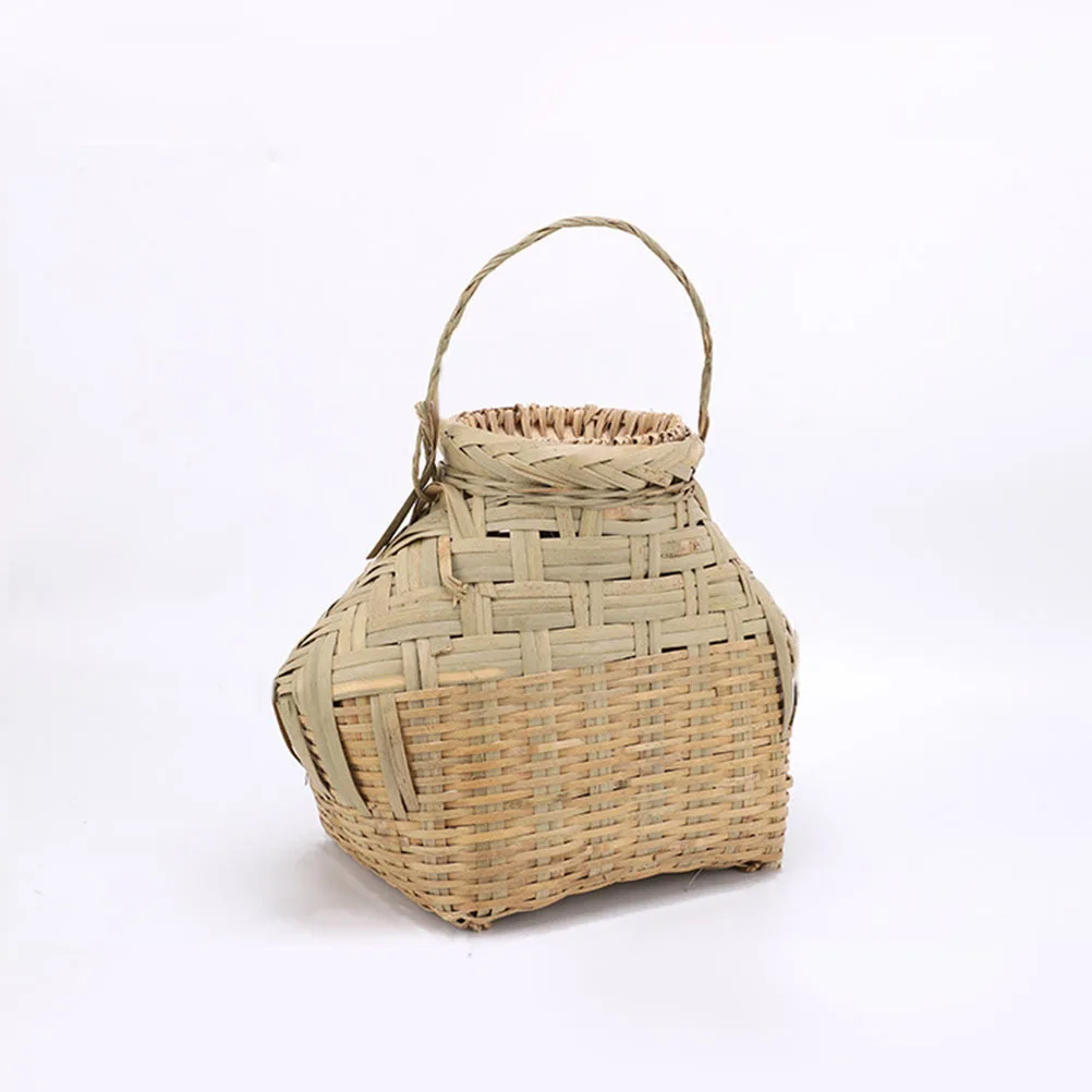 

Sturdy Bamboo Fish Basket Reusable Outdoor Fishing Companion Ergonomic Handle Easy -Resistant Basket