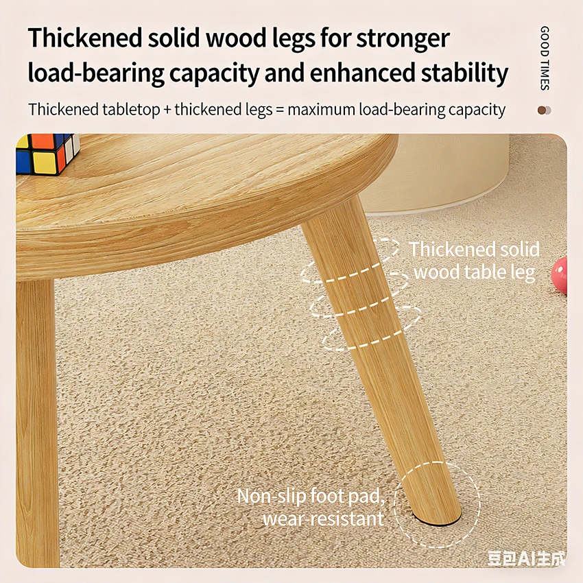 A solid wood low stool/round stool, suitable for the living room, bedroom and balcony.