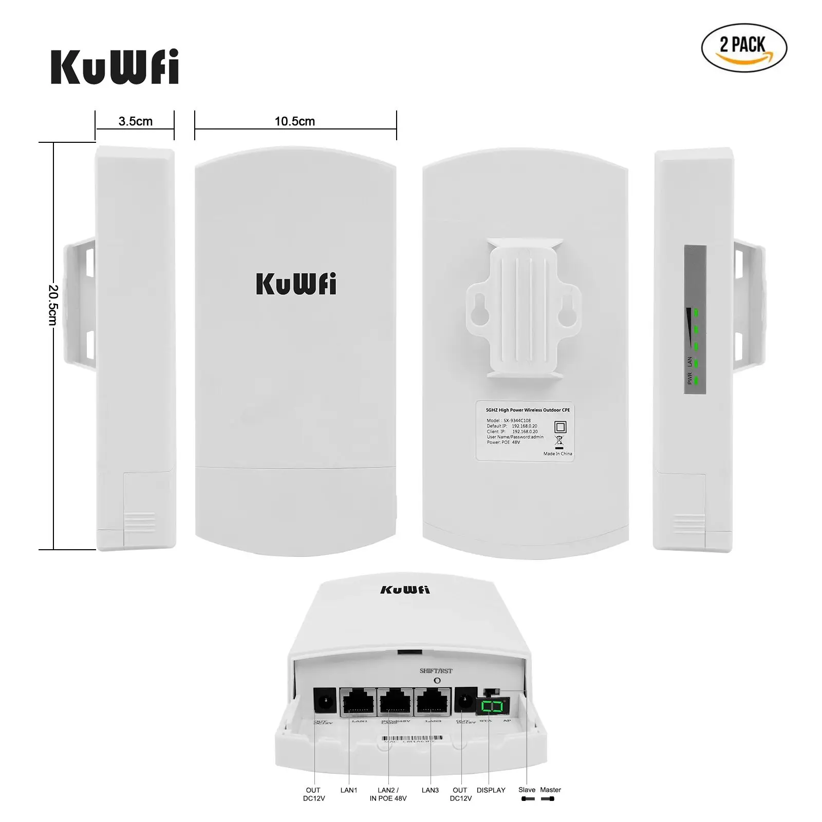 Imagem -06 - Kuwfi 5.8g Oudor Roteador Wifi 300mbps sem Fio Wifi Beidge 3km Wifi Range Extender Repetidor Cpe Router com 48vpoe para Câmera ip