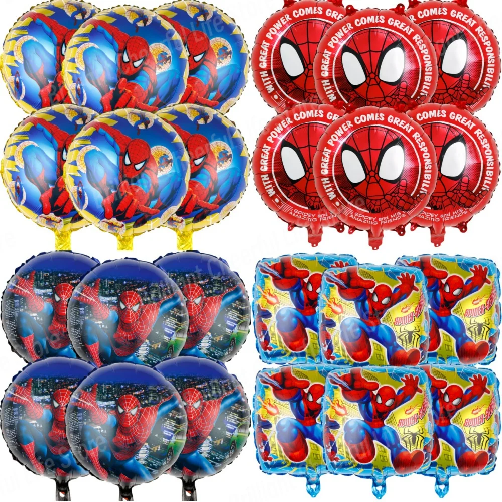 Spiderman Foil Balloon Set for Children, Super Hero Toy, Inflatable Boys Toy, Birthday Party Decoration, Baby Shower, 18 