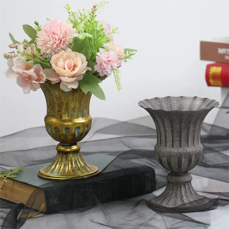 Metal Flower Pot,Wedding Decor Dried Flower Vase,Home Tabletop Vase Ornament,Photography Shooting Prop Floral Container