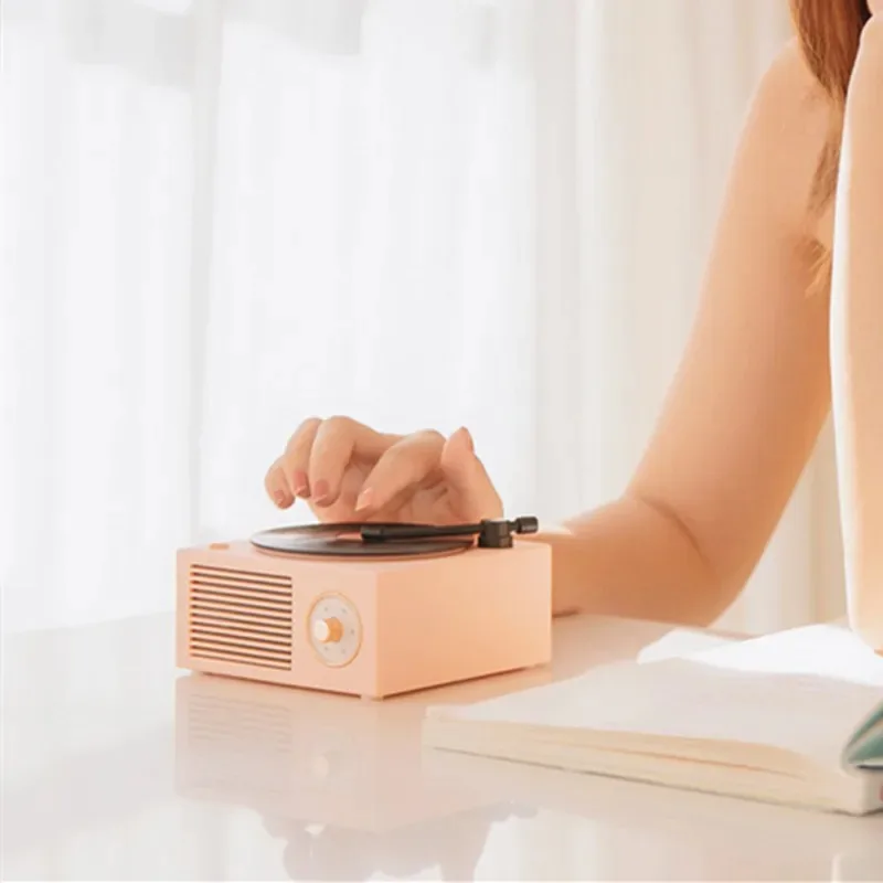 Vinyl Record Player Bluetooth Retro Desktop Wireless Small Stereo White