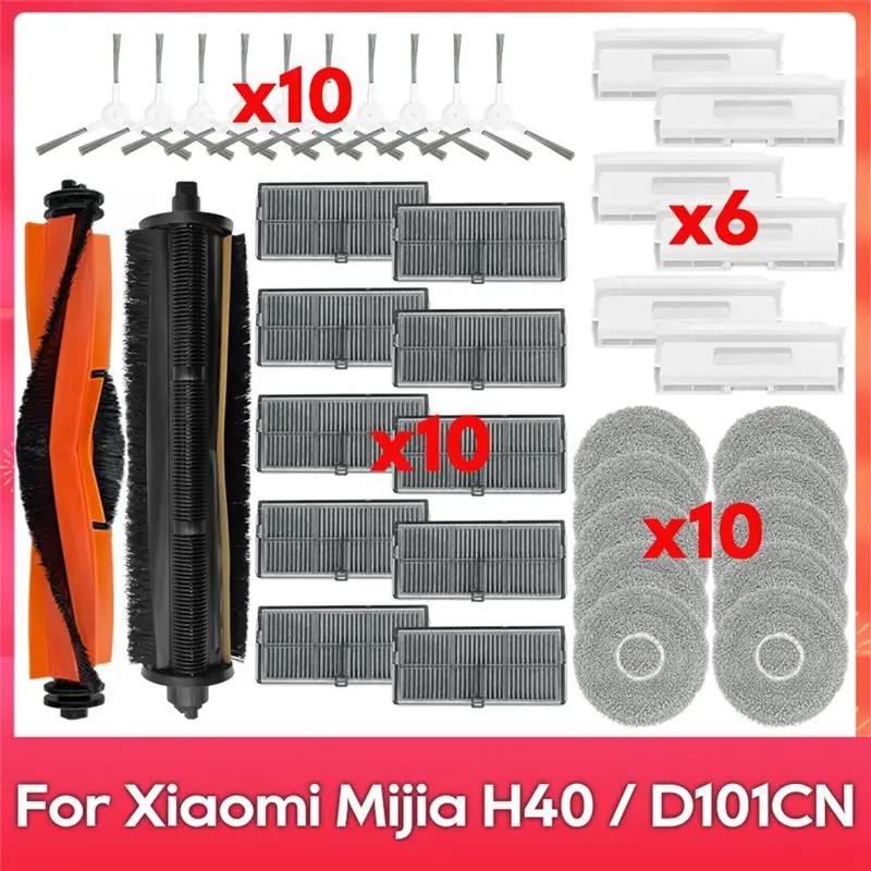 

ABSF Compatible For Xiaomi Mijia H40 / D101CN Accessories Main Side Brush Hepa Filter Wipe Cloths Dust Bag Replacement Parts