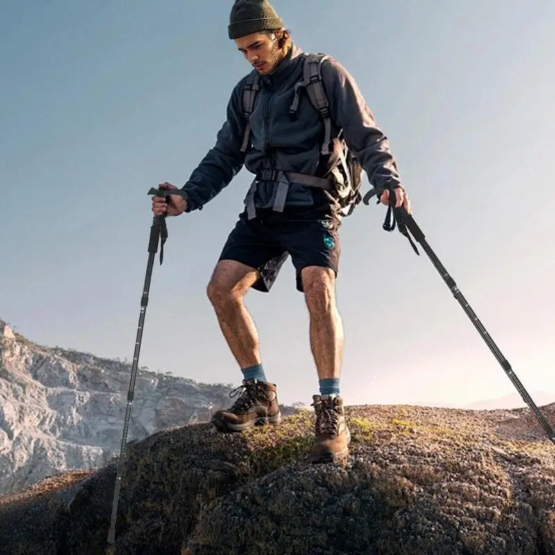 

Hiking Pole 2 Pieces Trekking Poles Telescopic Sticks Ergonomic Handle Design Four-Section Equipment For Backpacking Camping