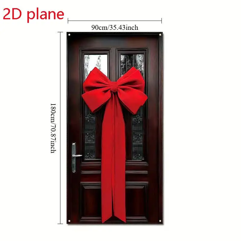 1 dustproof door cover, elegant red bow - made of polyester, no electricity needed, versatile and washable, perfect for weddings
