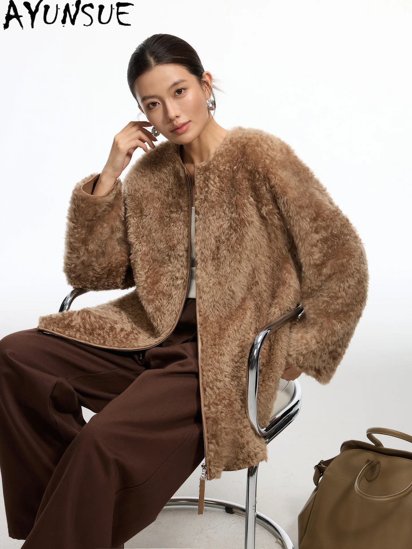 

AYUNSUE Natural Sheepskin Fur Coat Woman Warm Winter Clothes Lamb Wool Genuine Leather Jacket Women New in Coats Шуба Женская