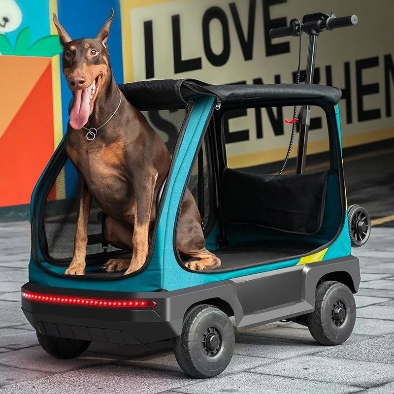 Electric Pet Cart, Medium and Large Dogs Go Out Electric Power Remote Control Trolley Foldable