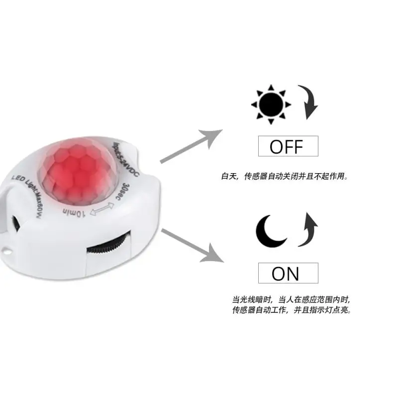 DC自動動作検知器、モーションセンサーライトスイッチ、ON OFF LEDストリップライト、PIRモーションセンサースイッチ、5V-24V、1セット