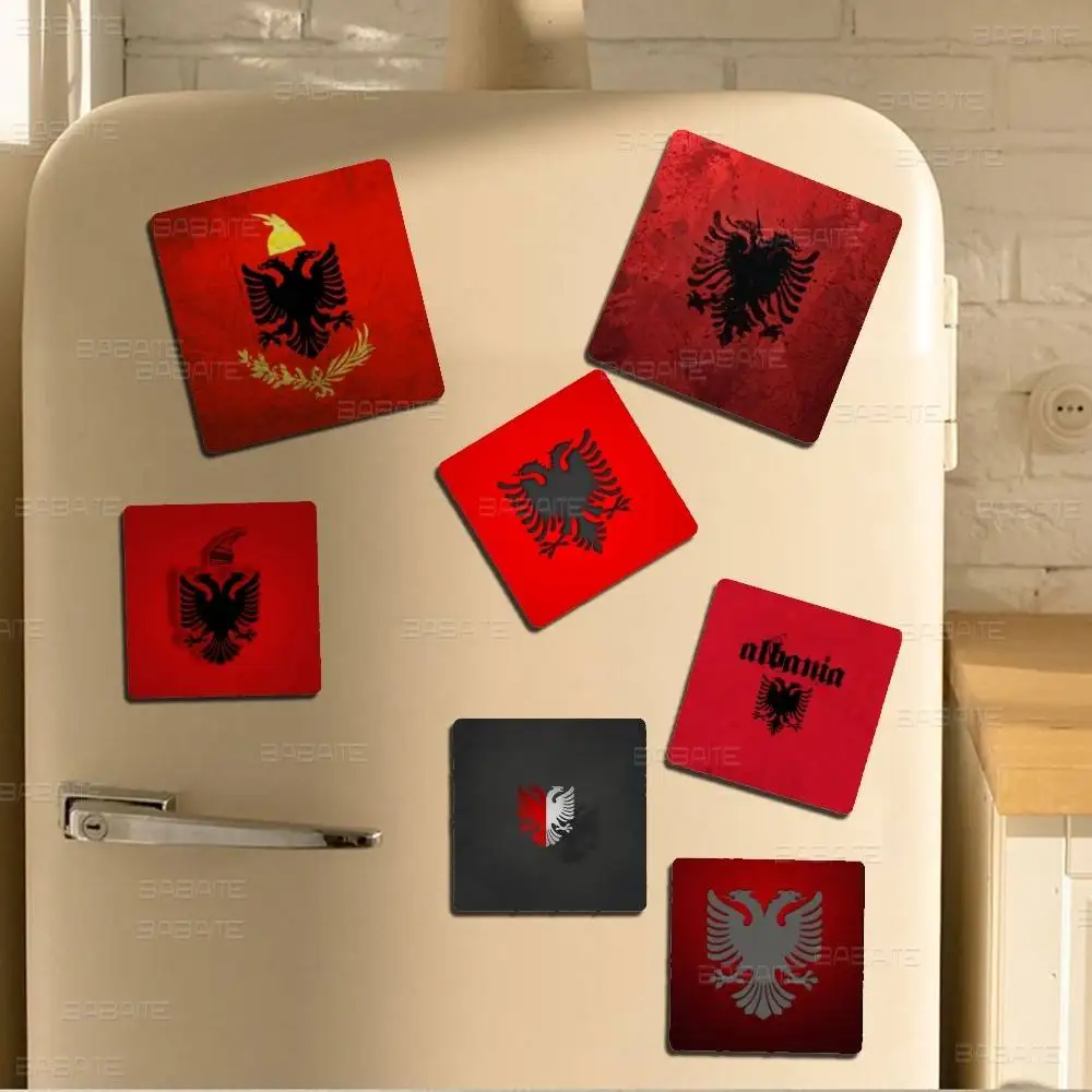A-Albania flag 1pc Fridge Magnet Personalized Magnetic Photo Holder Durable Square Picture Surface Fridge Magnets