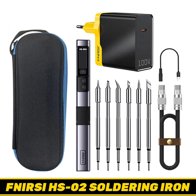 

FNIRSI HS-02 Smart Soldering Iron IPS Color Screen Display Mini Soldering Rework Station with PD100W Power Supply Repair Tool