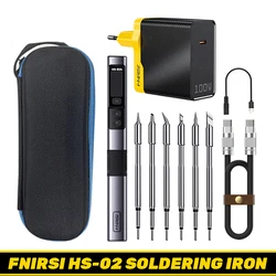 FNIRSI HS-02 Intelligent Fer À Souder IPS Document Écran Affichage Mini Station De Retouche De Soudage avec PD100W Alimentation Outil De Réparation