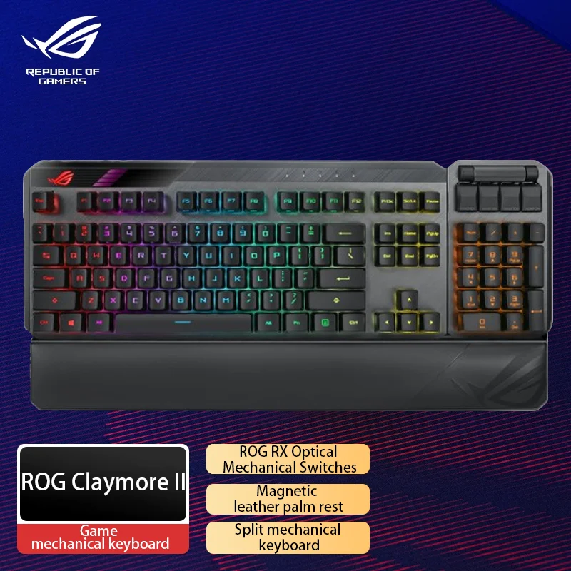 

ROG Claymore II modular TKL 80%/100% gaming mechanical keyboard detachable numpad & wrist rest