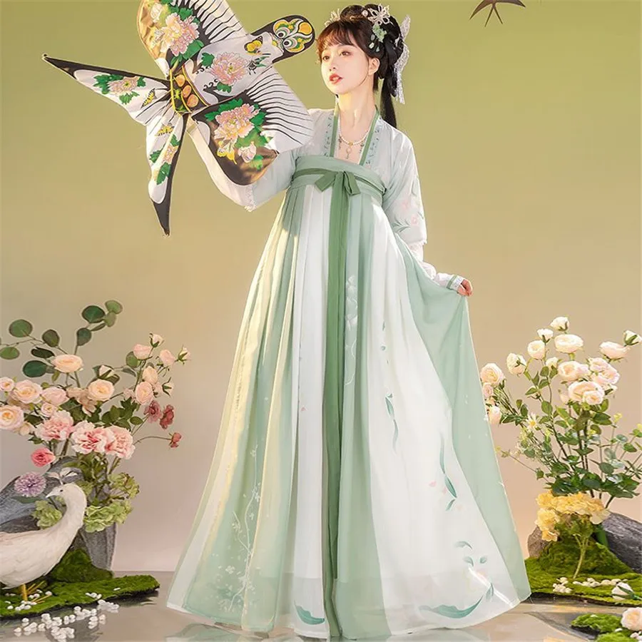 

Traditionele Vrouwen Bloem Hanfu Jurk Oude Chinese Kostuum Mooie Dans Hanfu Originale Prinses Tang Dynastie Gewaad